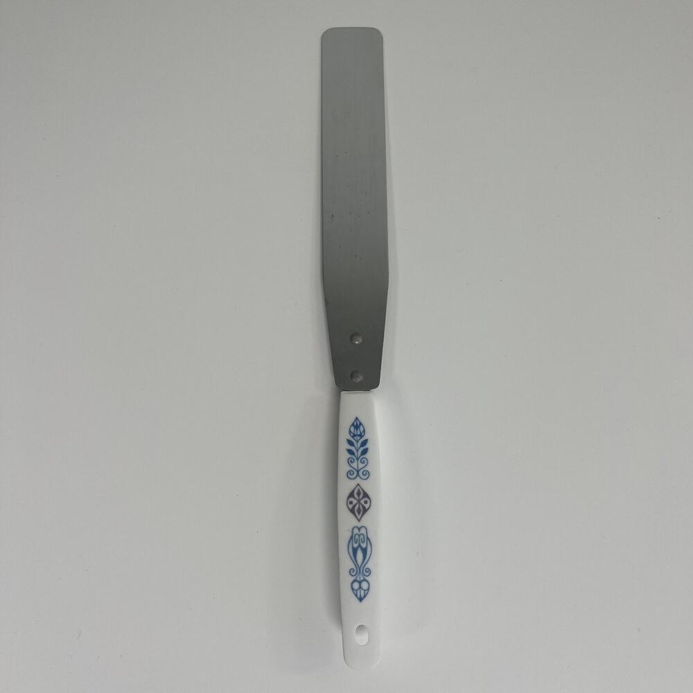 Vintage Stainless Household Icing Spatula Blue Cornflower Kitchen Tool Japan